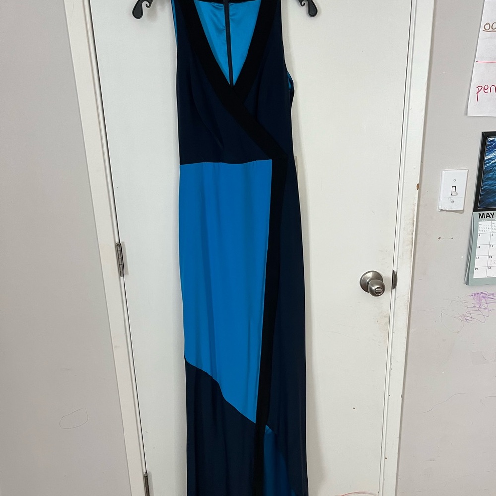 JAYGODFREY Colorblock Maxi Dress in Blue and Black